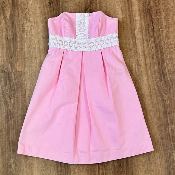 Lilly Pulitzer Betsey Dress Solid Faille in Lillys Pink Strapless Size 2 - Picture 7 of 12